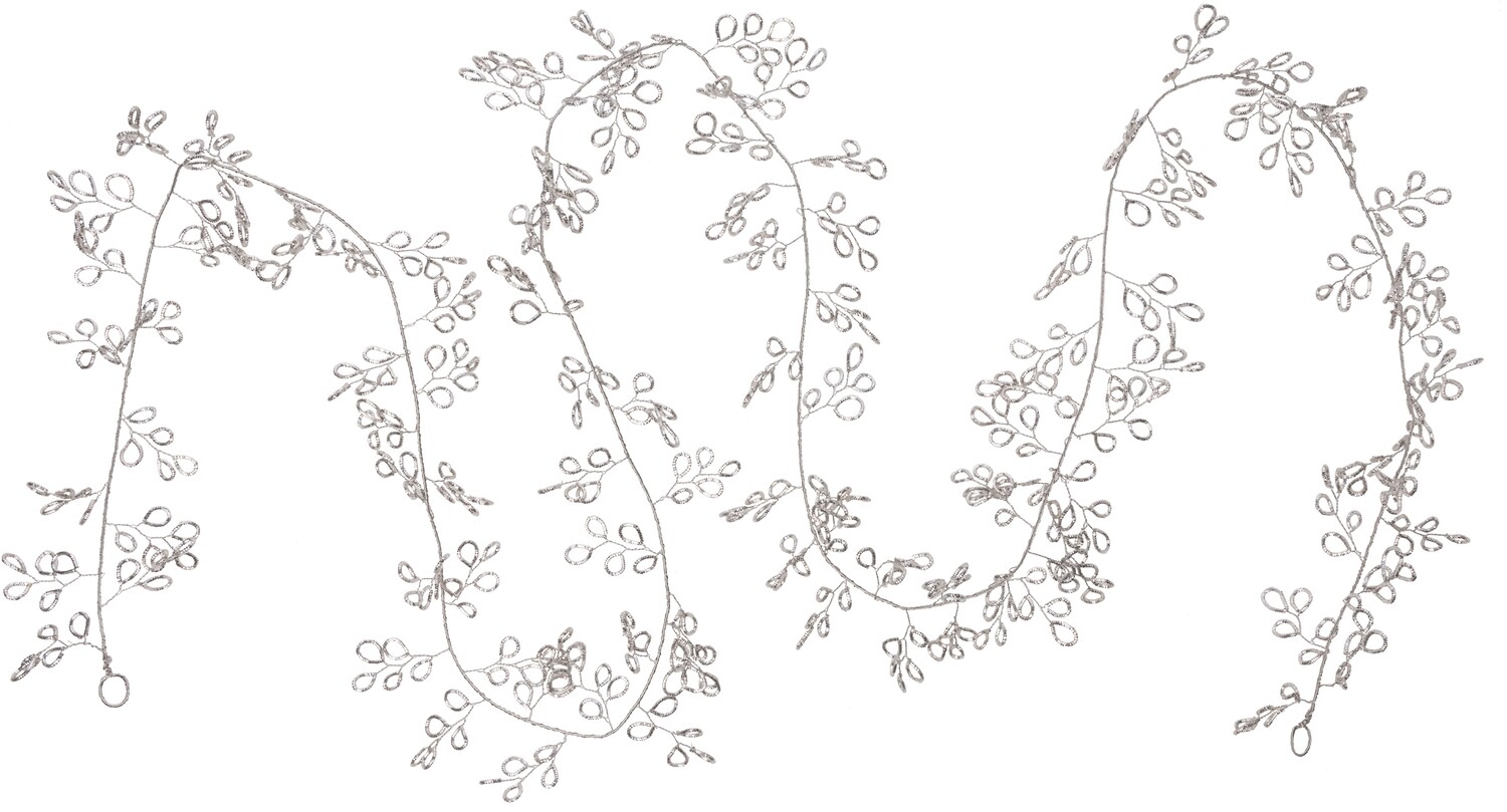Silver plated petal garland, metal tinsel on wire 72 in  6      