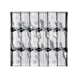 12in 6ct White Snowflakes &amp; Stripes  