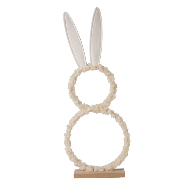 Silhouette bunny table piece, metal frame with off white plush covering, felt ears, large 17.5x6.5in  6       