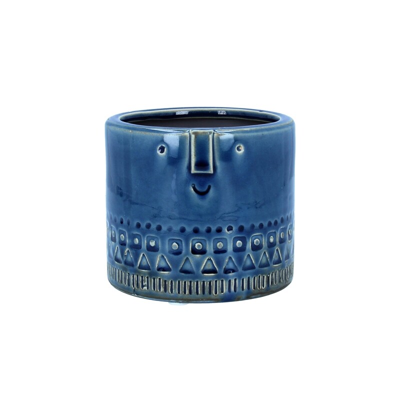 Navy Face Ceramic Pot Cover, Sml 4.75x4.75x4in  4           