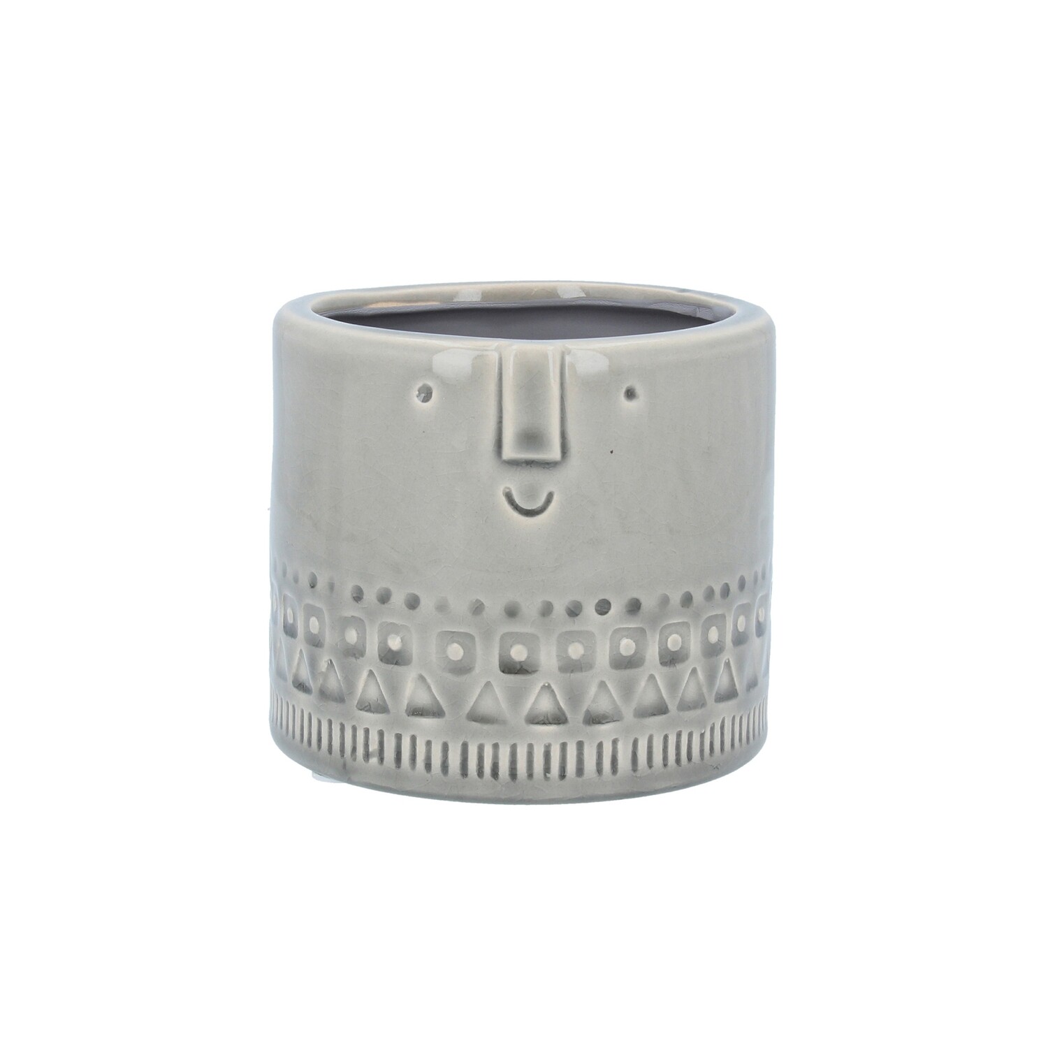 Grey Face Ceramic Pot Cover, Sml 4.75x4.75x4in  4           