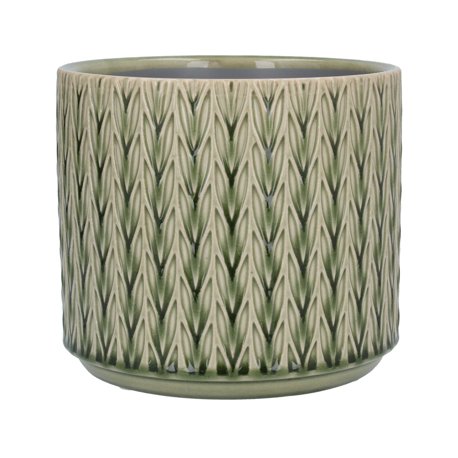 Green staghorn ceramic pot cover, med 6.7x6.7x5.9in  4              