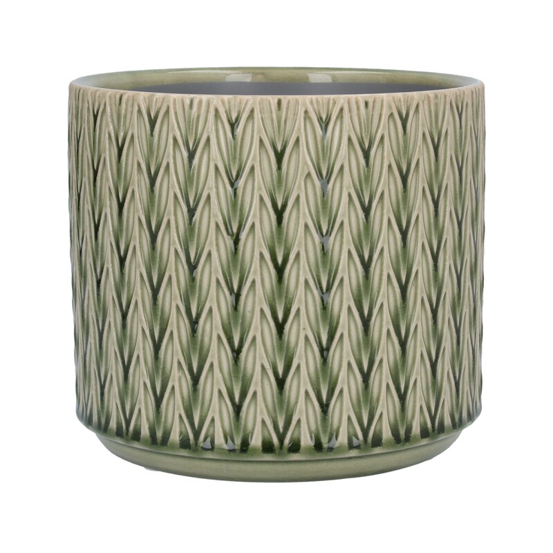 Green staghorn ceramic pot cover, med 6.7x6.7x5.9in  4              