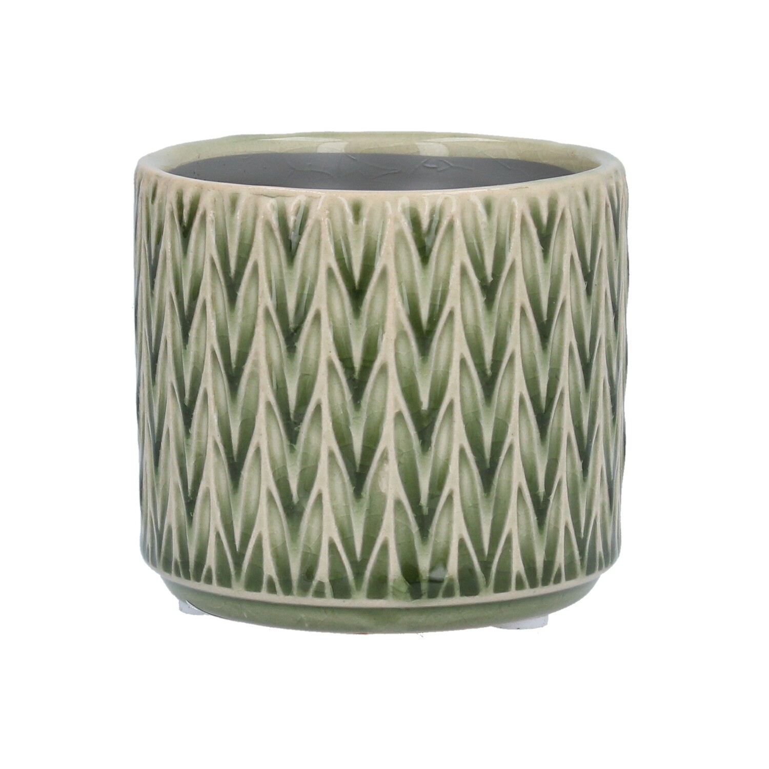 Green staghorn ceramic mini pot cover 3.1x2.8x3.1in  8              