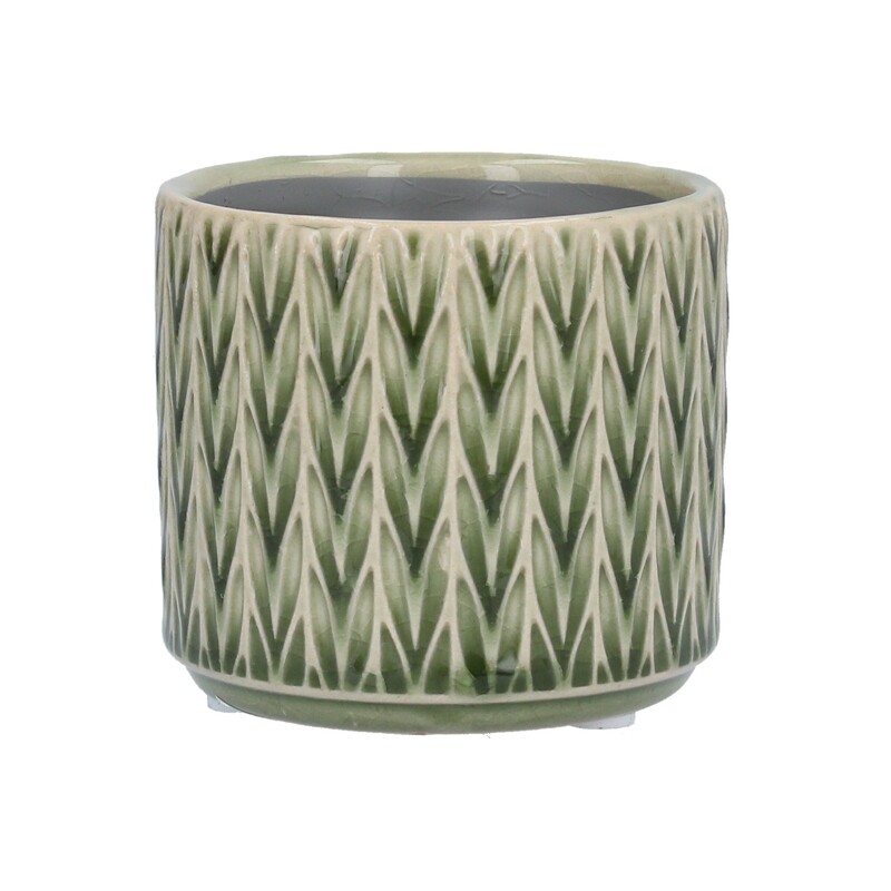 Green staghorn ceramic mini pot cover 3.1x2.8x3.1in  8              