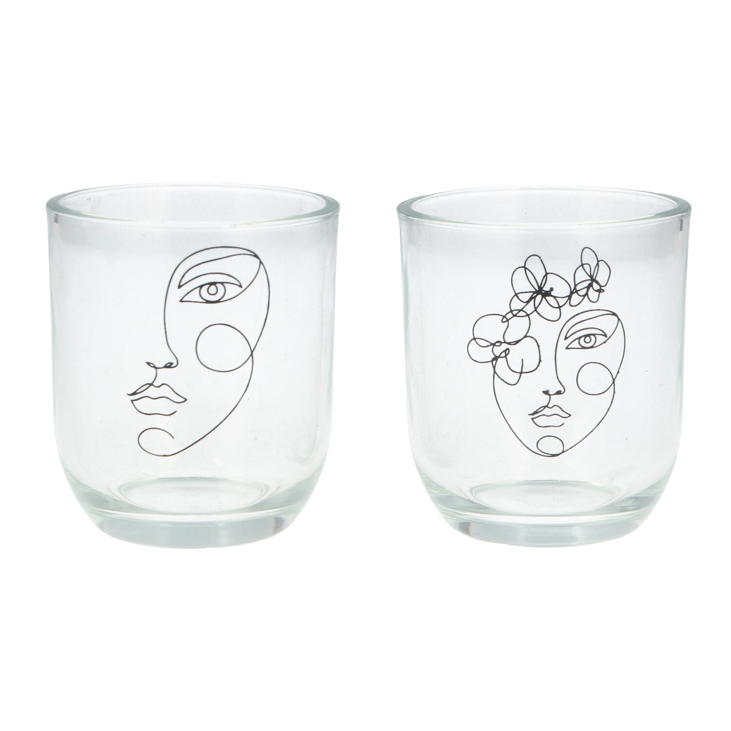 2 Asst&#39;d modernist clear glass T-Lite holder  24           