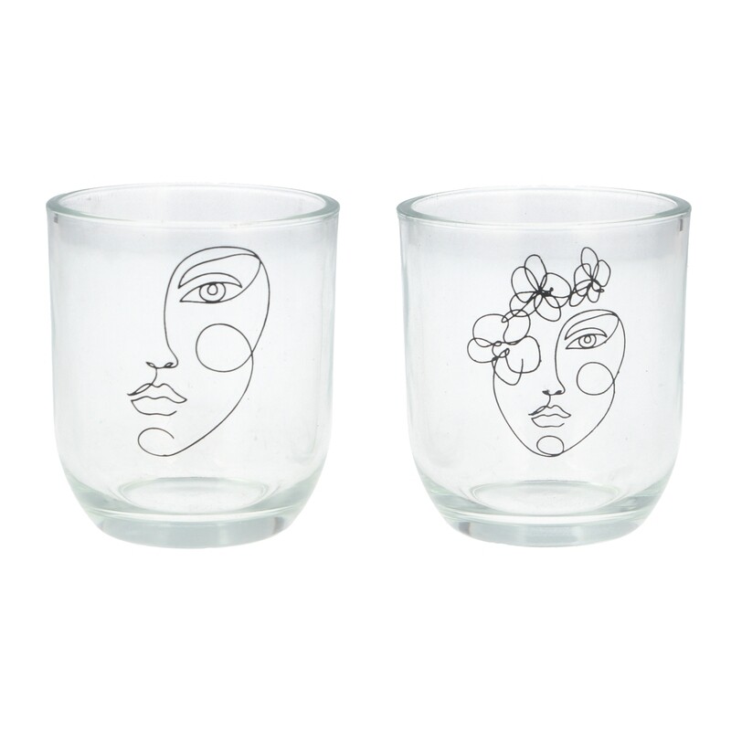 2 Asst&#39;d modernist clear glass T-Lite holder  24           