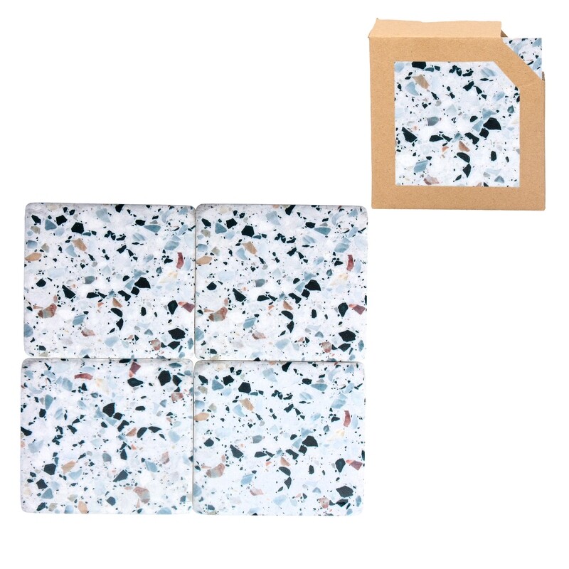 Set of 4 Terrazzo Resin Coaster 4x4in  3           