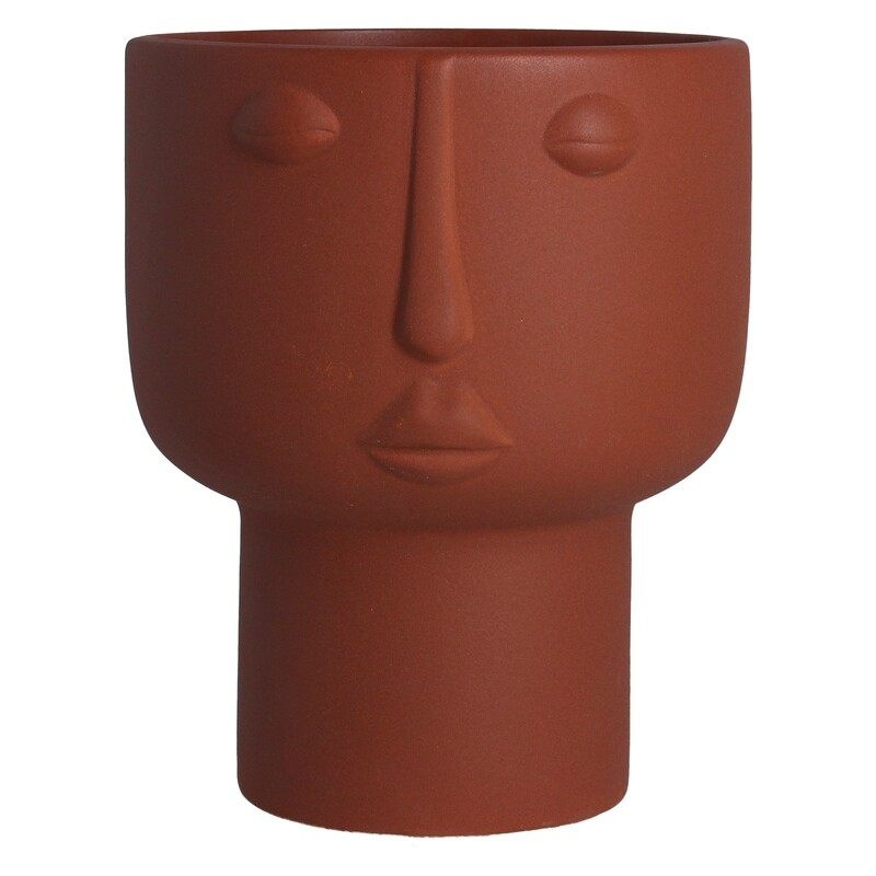 Terracotta Face Pot Cover Ornament, Lrg 8x6.5x7in  2              