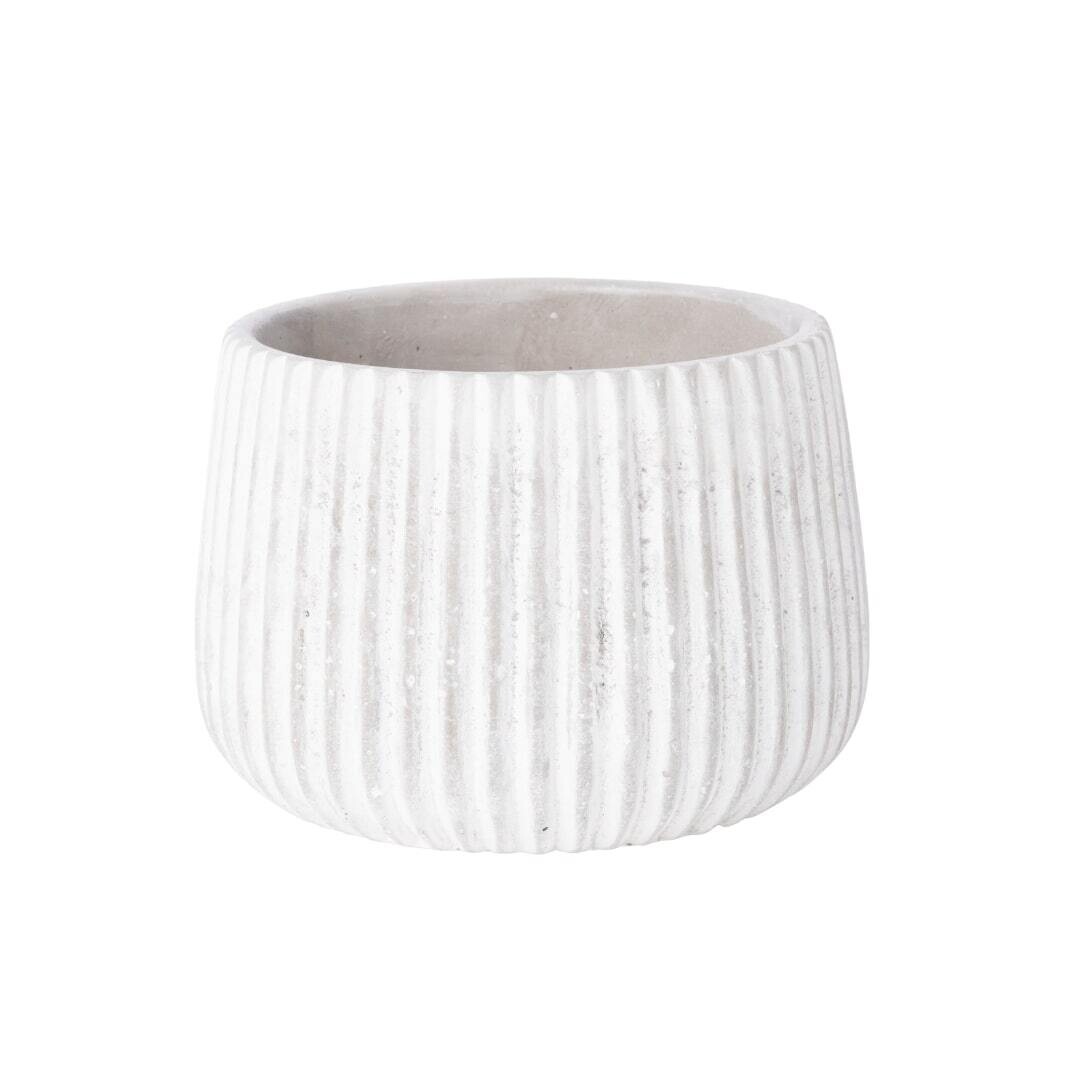 Ribbed Stone Effect Pot Cover, Med 4.4x6.5x6.5in  4           