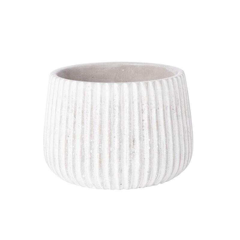 Ribbed Stone Effect Pot Cover, Med 4.4x6.5x6.5in  4           