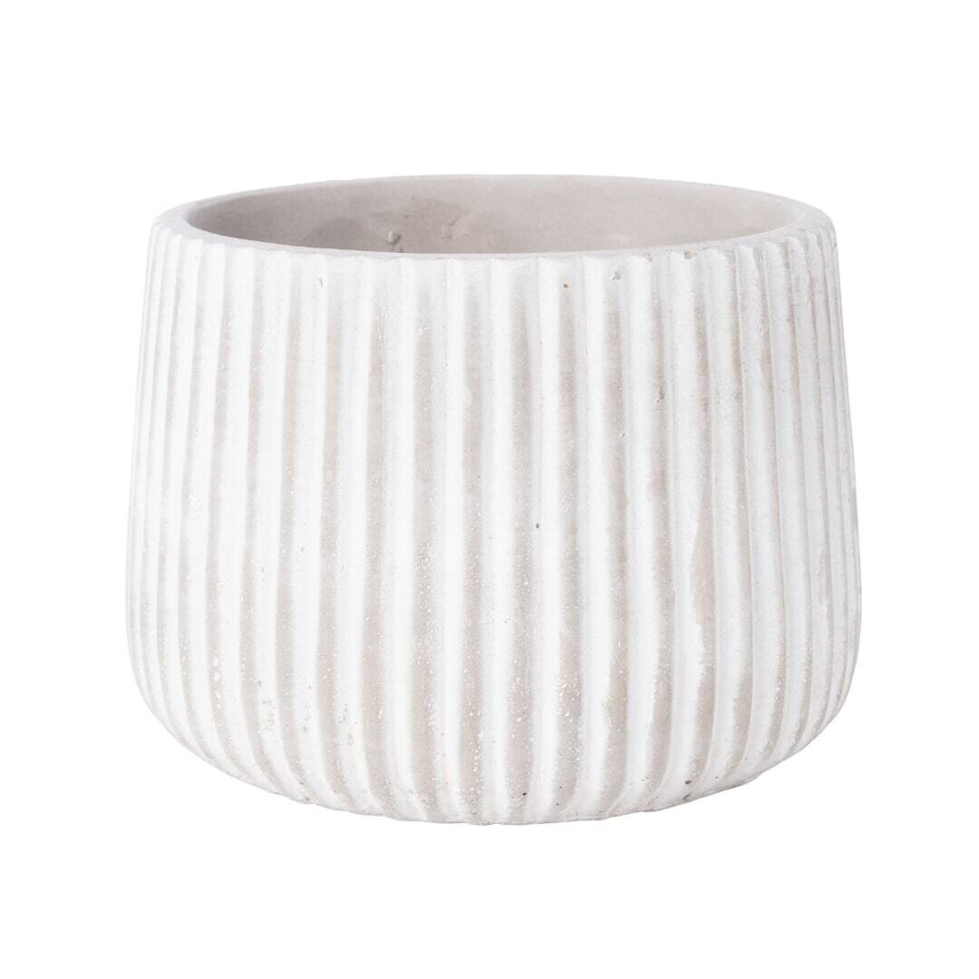 Ribbed Stone Effect Pot Cover, Lrg 5.5x7.5x7.5in  4           