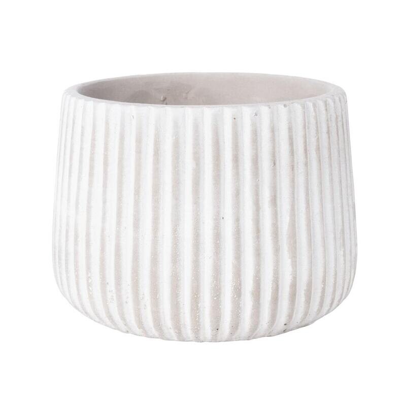 Ribbed Stone Effect Pot Cover, Lrg 5.5x7.5x7.5in  4           