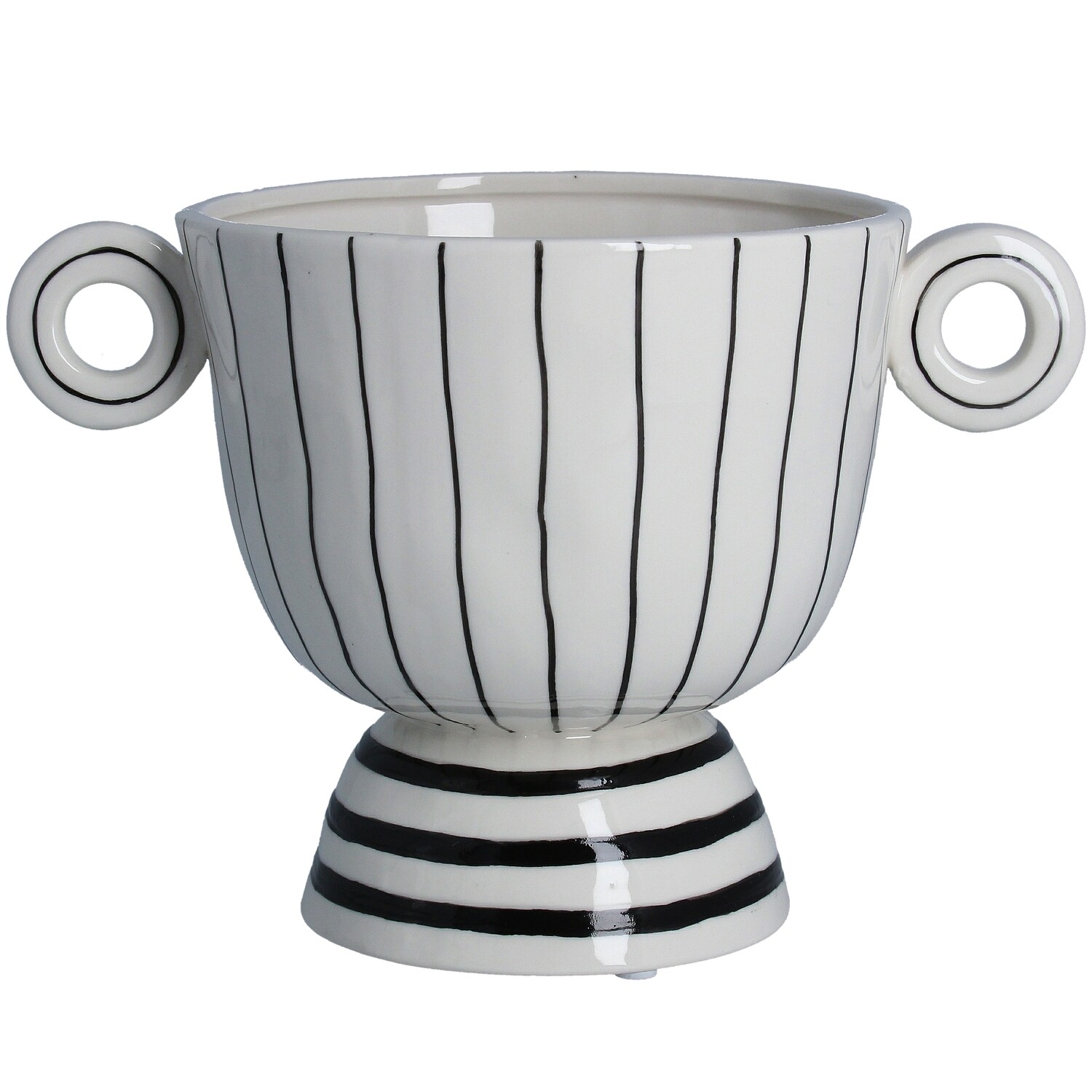 Striped Porcelain Trophy Ornament Pot 5.25x8.25x5.75in  3           