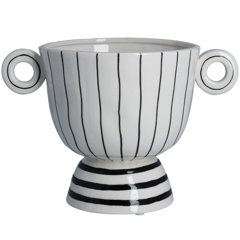 Striped Porcelain Trophy Ornament Pot 5.25x8.25x5.75in  3           