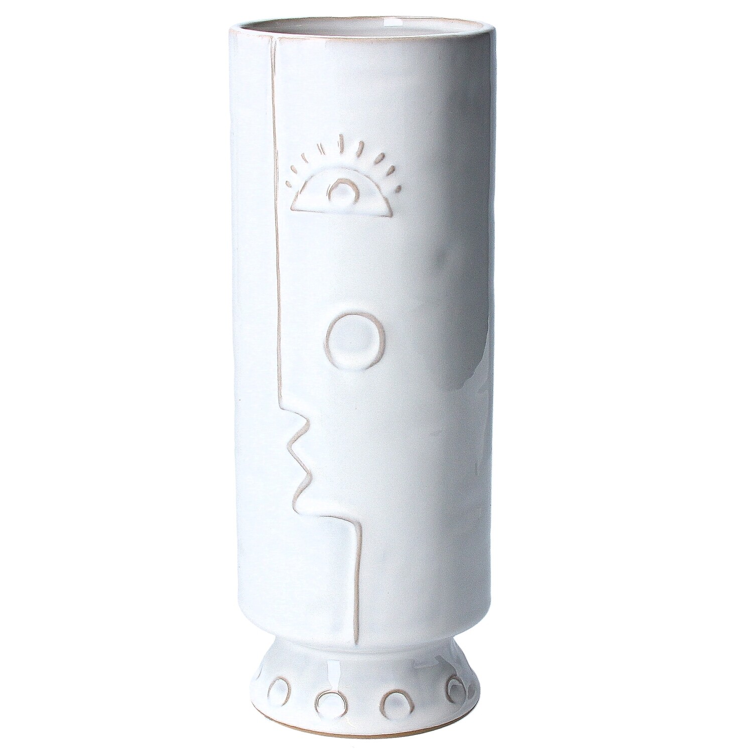 White profile ceramic decorative vase, sml, 4x4x10.5 in  4           