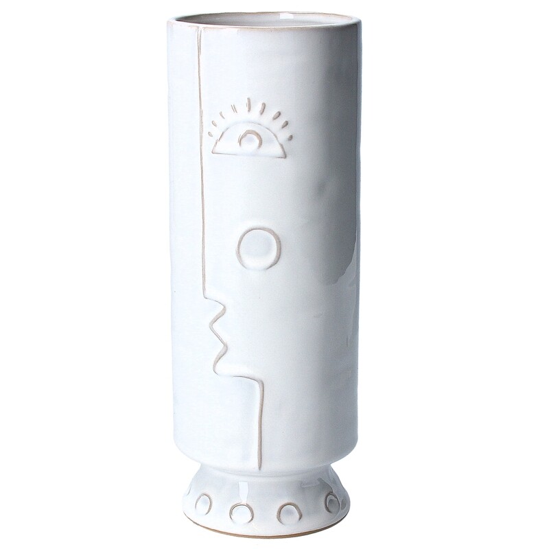 White profile ceramic decorative vase, sml, 4x4x10.5 in  4           