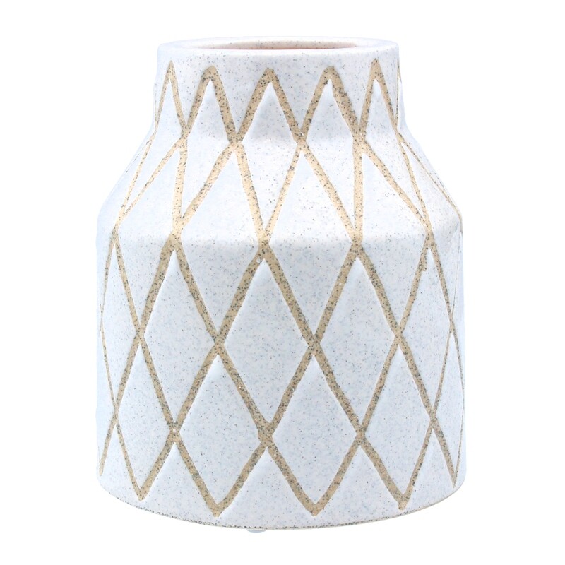 Speckled geodesic ceramic decorative vase,sml, 6.2x6.2x7.25 in  2           
