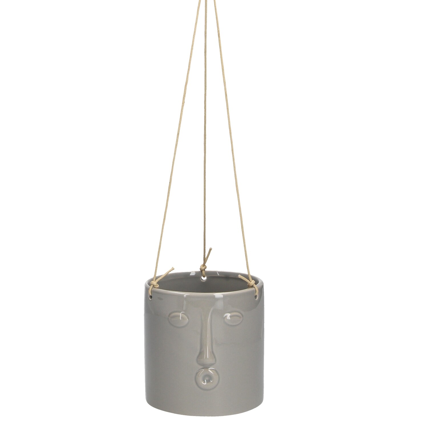 Grey face ceramic hanging mini pot cover, 4.7x4.37x4.75 in  6              
