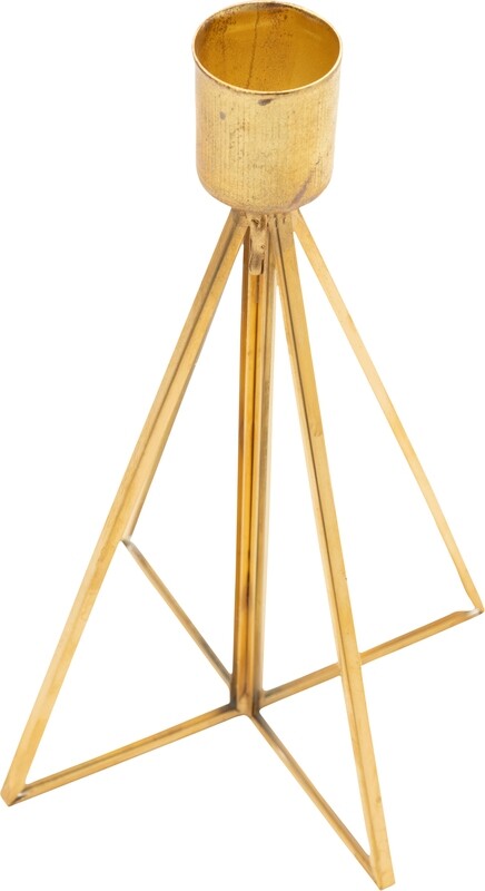 Gold tone metal frame glass table top tree taper holder 4 sections, 6.5 in   4            