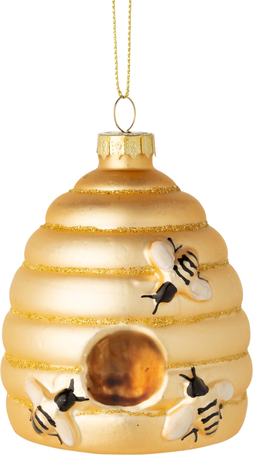 Glass beehive ornament, 3.5 in  12      