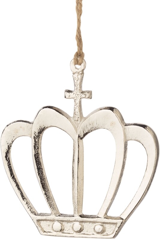 Cast metal crown outline ornament, silver, 4.75 in  12            