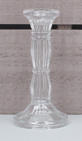 Clear molded glass taper holder, 6 in  6      