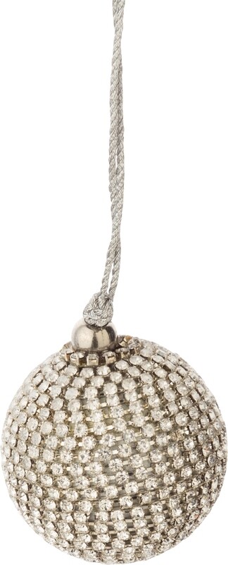 Brilliant cut clear rhinestone wrapped silver ball ornament, 1.5 in  12      