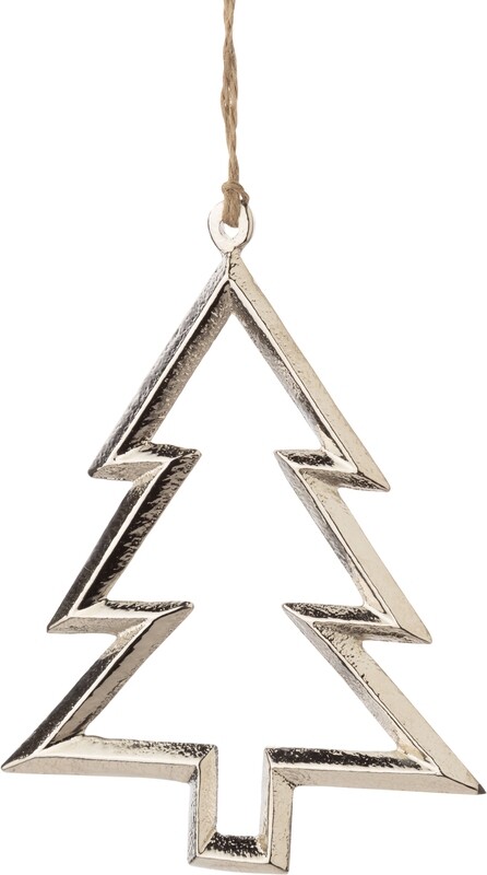 Cast metal tree outline ornament, silver, 4.75 in  12            