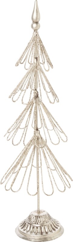 Wire loop tiered table top tree, silver with silver glitter finish, 15 in  2            