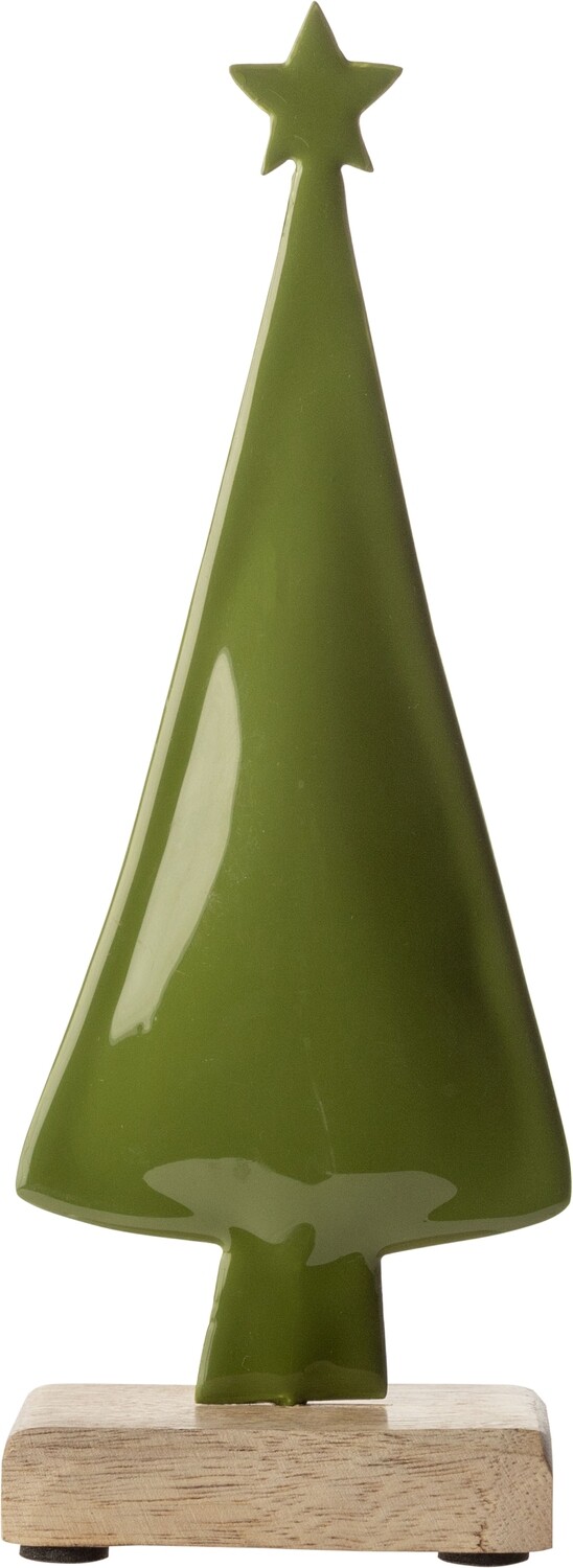 Green enamel metal tree table piece, 8.5 in  4      