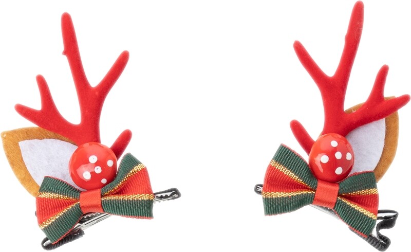 Set of 2 reindeer antler hair clips, each, 4 in  12            