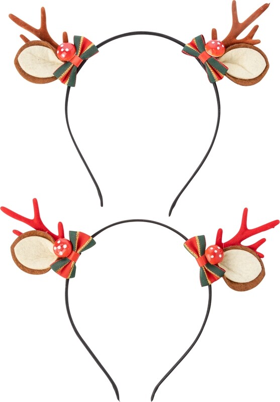 2 Asst&#39;d reindeer antler headbands, 7.5 in  12      