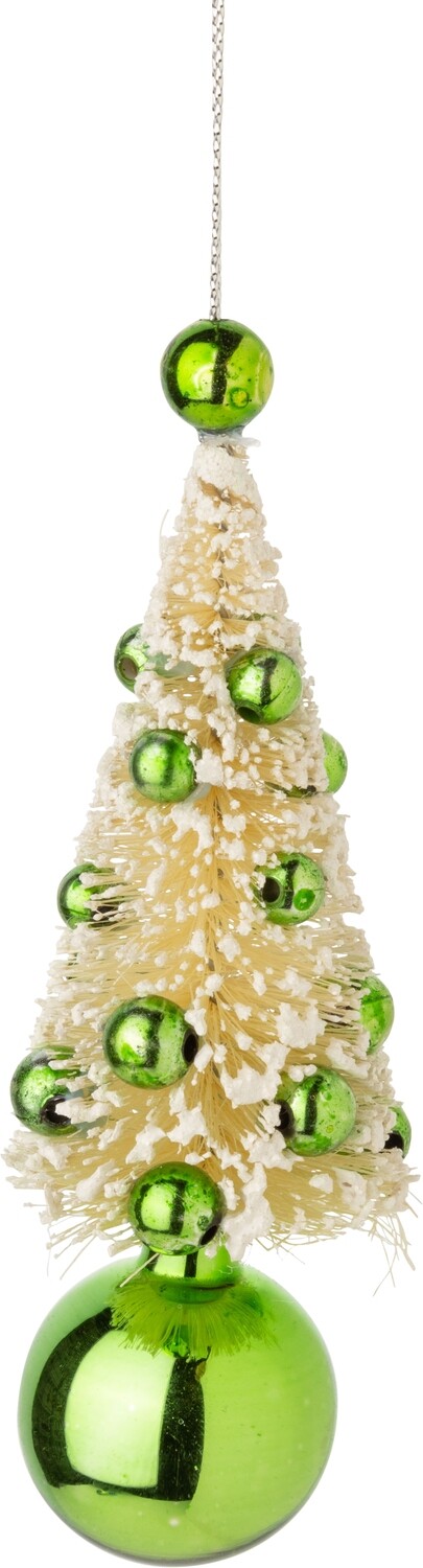 White bristle tree ornament with pale green glass ball base, 5 in  12            