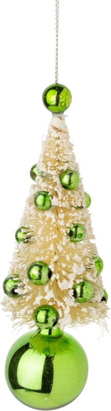 White bristle tree ornament with pale green glass ball base, 5 in  12            