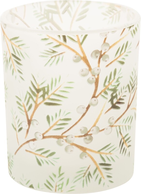 Glass tea light holder, frosted with branch pattern 3 in  12      