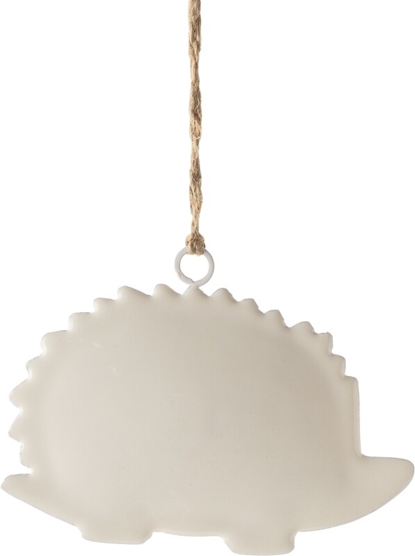 White enamel hedge hog ornament, 4 in   12            