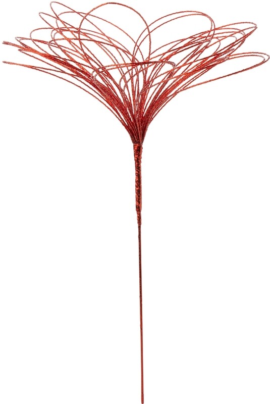 Beaded floral pick on large loop petals, folds flat, red, open 12 in dia, long 21 in  6      