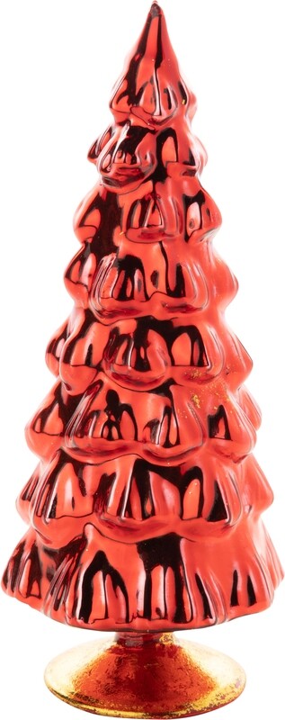 Shiny red glass molded mini table top tree, 6.9 in  6            