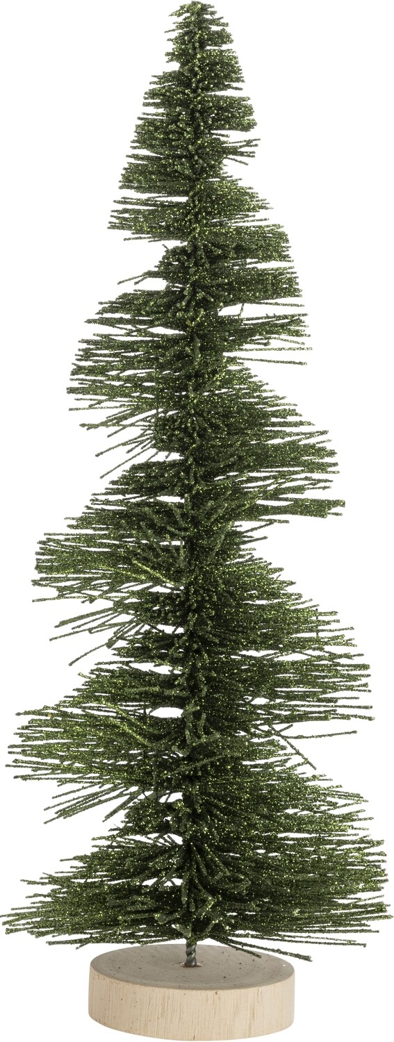 Swirl cut shaped glittered bristle tree, dark green, 15 in  6   