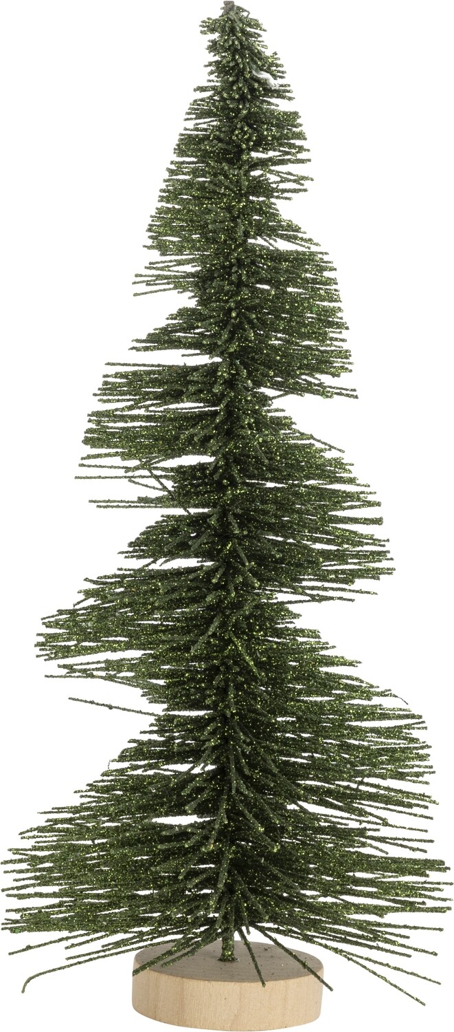 Swirl cut shaped glittered bristle tree, dark green, 12 in  6            