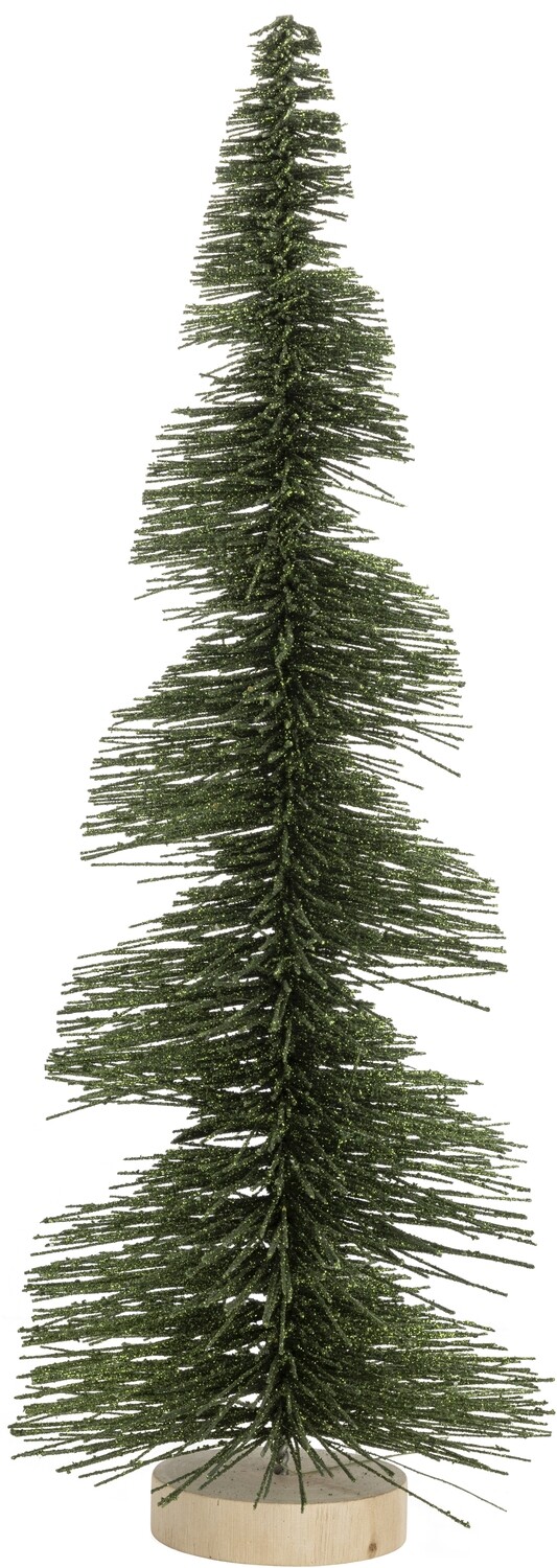 Swirl cut shaped glittered bristle tree, dark green, 17 in  6   