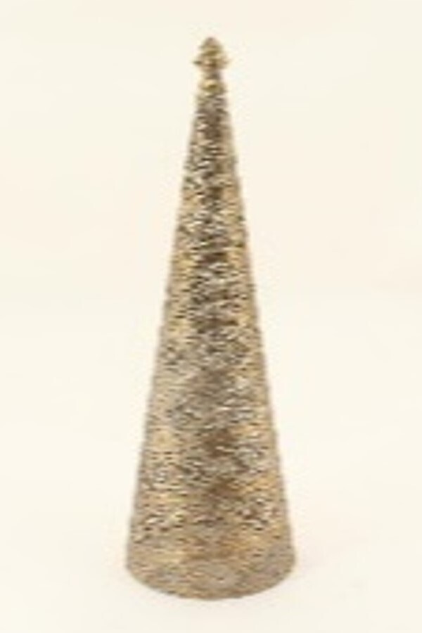 Medallion filigree metal cone tree with cast pineapple finial, antique gold, 24 in  2            