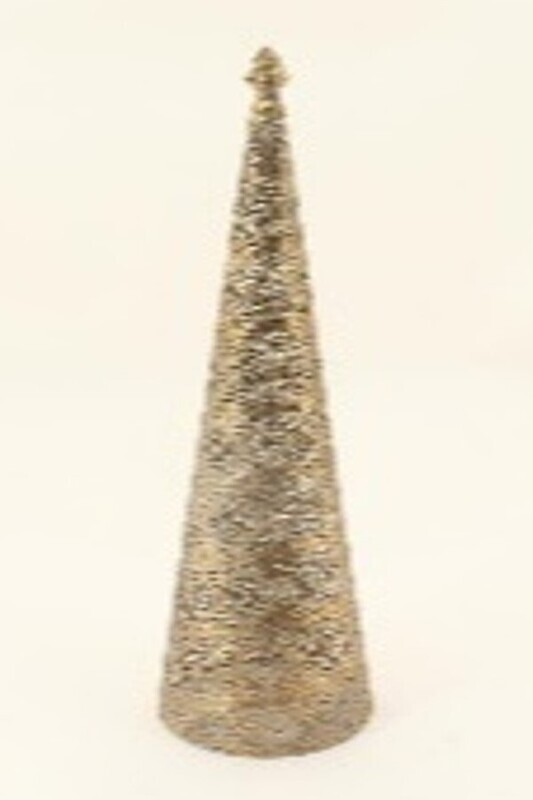 Medallion filigree metal cone tree with cast pineapple finial, antique gold, 24 in  2            
