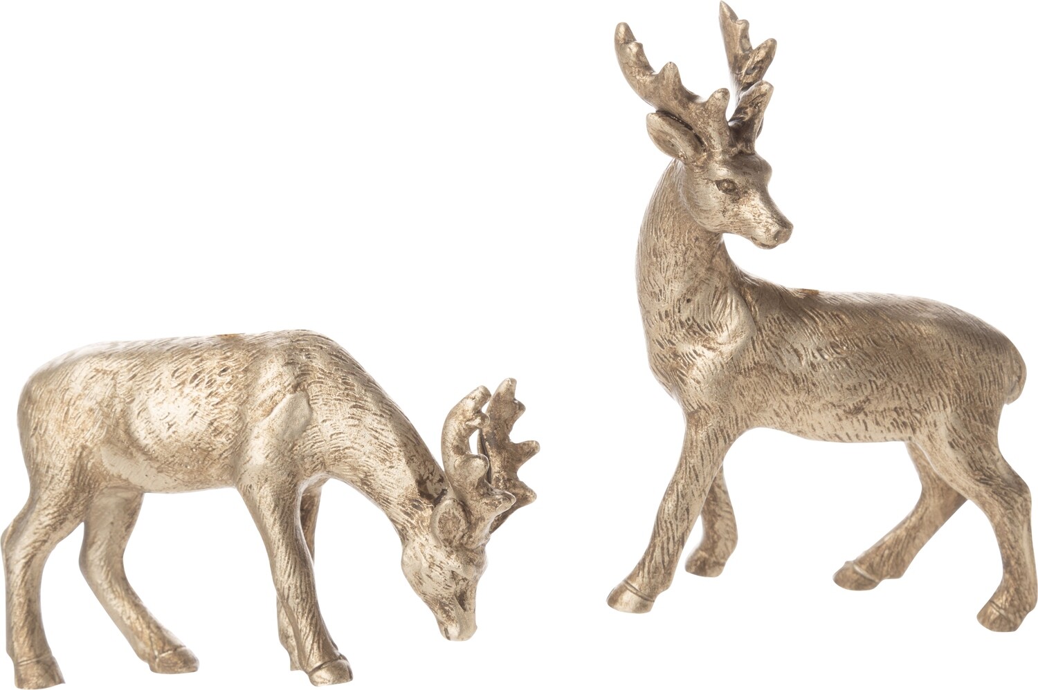 2 Asst&#39;d resin deer ornaments, antique silver finish 3.5 in  24      