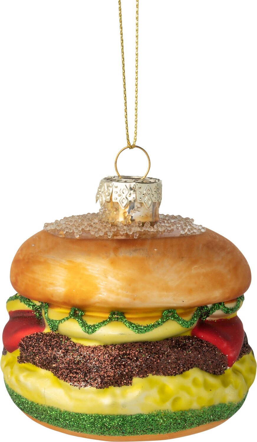 Glass hamburger ornament, 3 in  12      