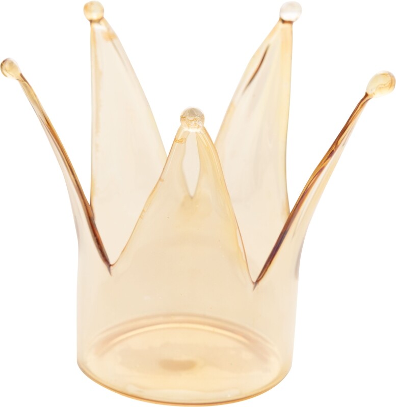 Glass crown tea light holder, translucent gold, 3 in  6            