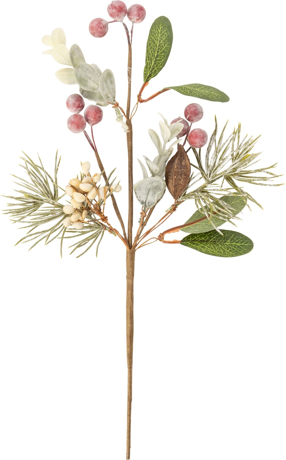 Floral pick with small red berries, cream accents and greenery, 11 in  24      