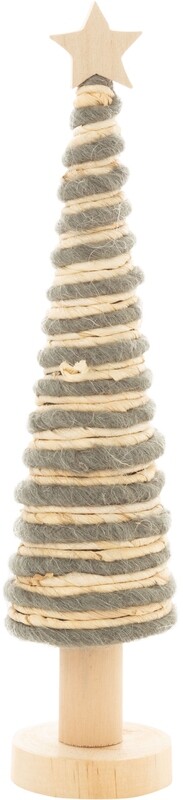 Wrapped felt and cord table top tree on wood base, dark green felt, star top, 11 in  6            