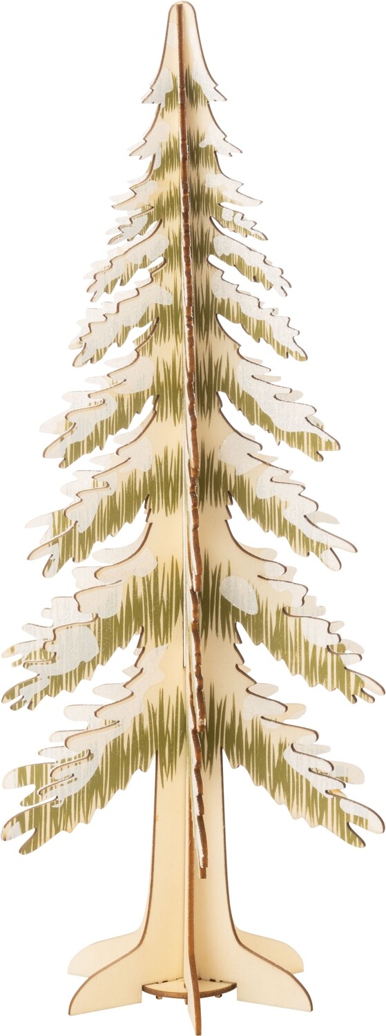 Printed wood collapsible table top fir trees, printed green and white boughs, 15 in  6            